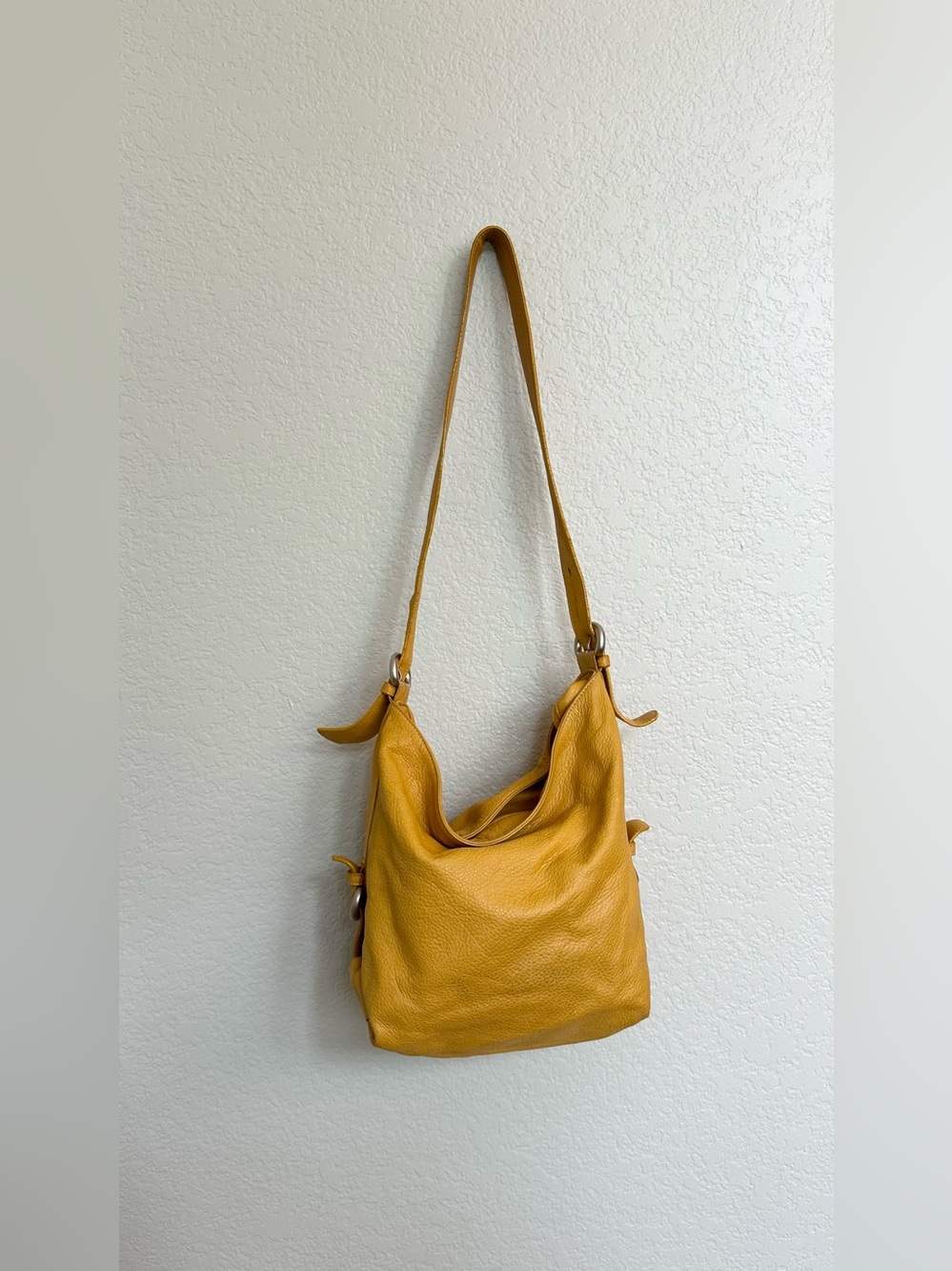 LUPO Barcelona Mustard Yellow Leather Slouchy Hobo Shoulder Bag